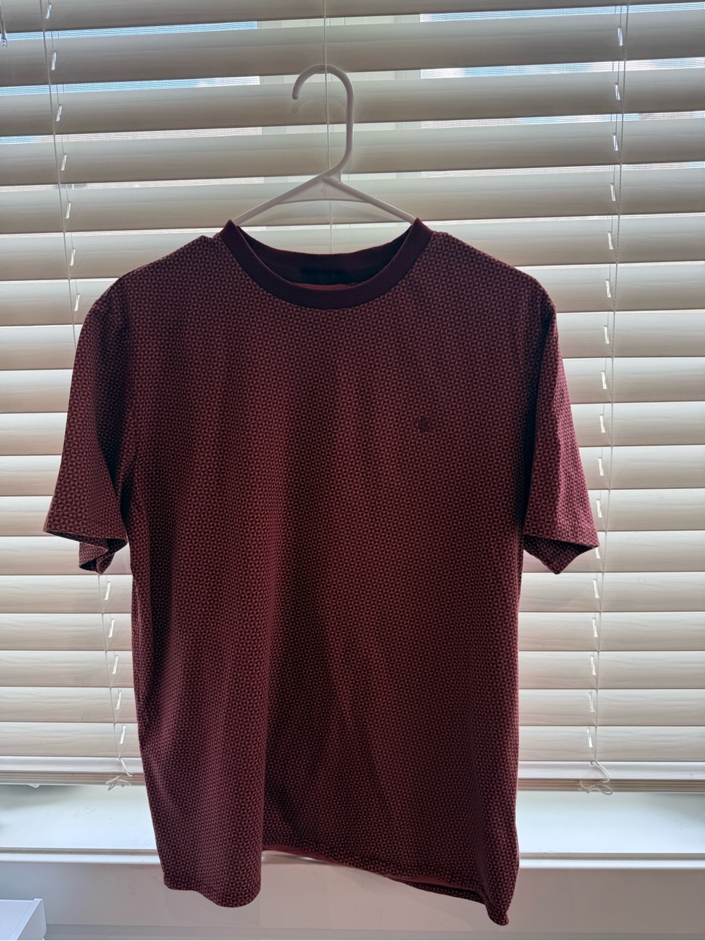 Calvin Klein Burgundy Textured Short-Sleeve Crew Tee